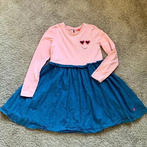 Long sleeve dress with denim skirt